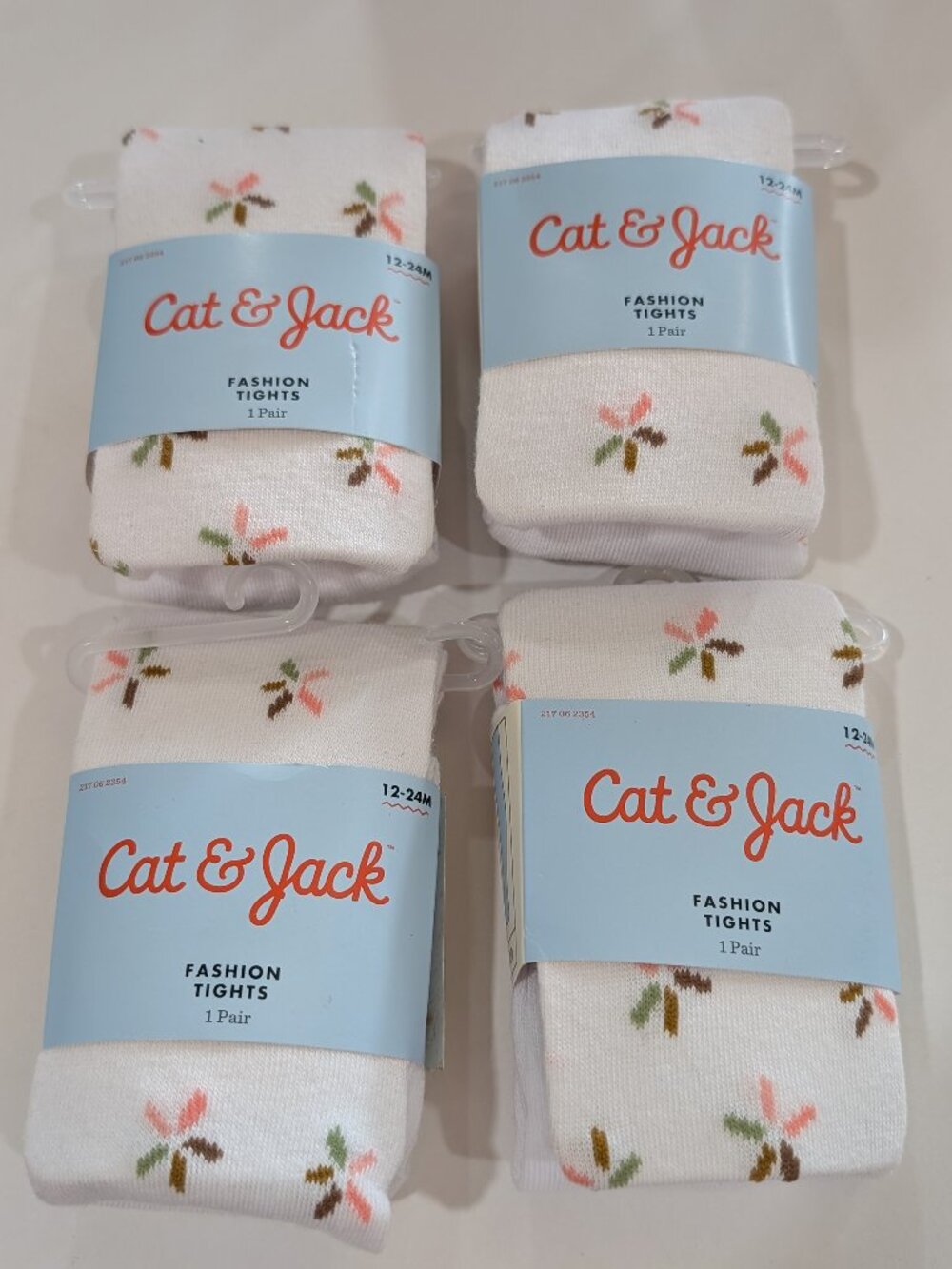 Cat & Jack Footed Fashion Tights 4 pairs (12-24 months) Girls NWT